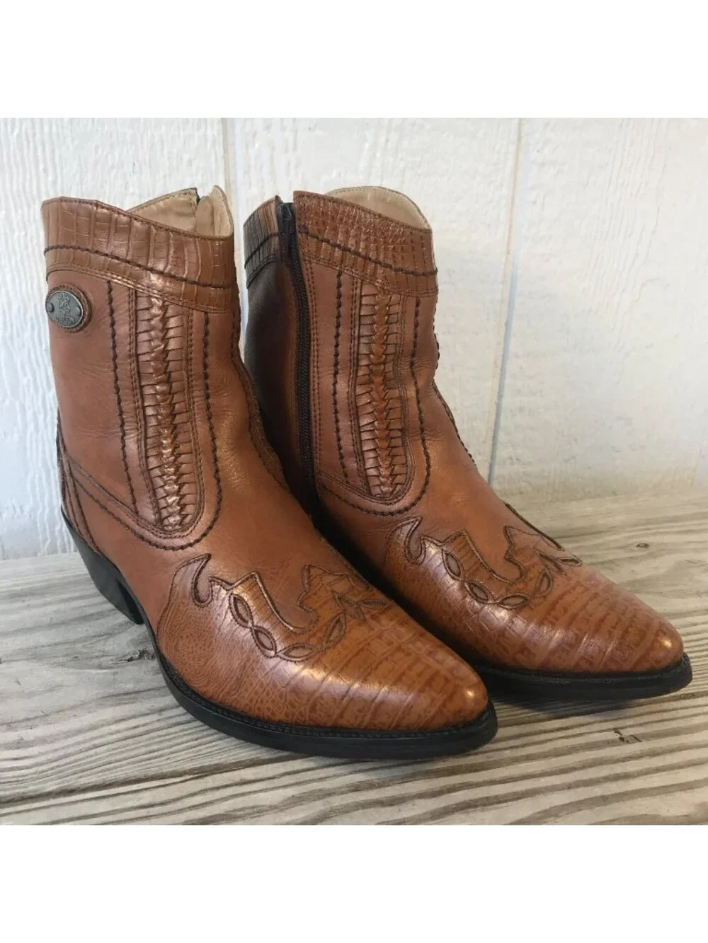 Donato Marrone D'Milton Men Western Brown Ankle Side Zip Boot 9.5 D 16534 Brazil